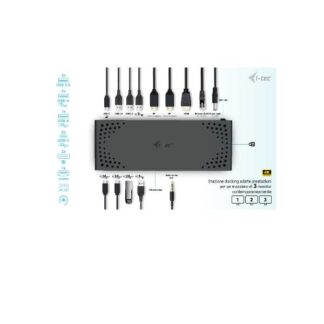 i-tec USB-C Docking Station με HDMI/DisplayPort 4K PD Ethernet και σύνδεση 3 Οθονών Μαύρο (C31TRIPLE4KDOCKPDIT)