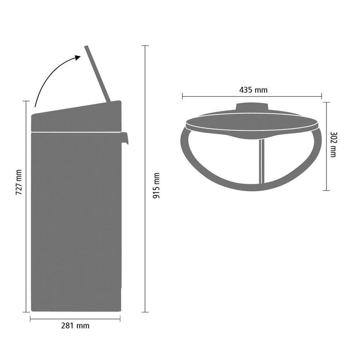 Brabantia Κάδος Απορριμμάτων Μεταλλικός Γκρι 33lt