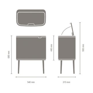 Brabantia Bo Touch Bin black matt, 11 + 23 L