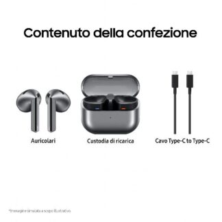 Samsung Galaxy Buds3 Bluetooth Handsfree Ακουστικά με Αντοχή στον Ιδρώτα και Θήκη Φόρτισης Silver