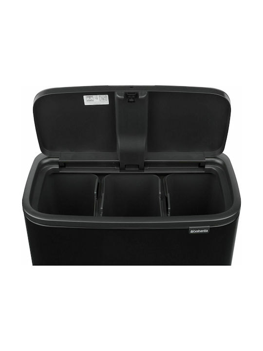 Brabantia Bo Κάδος Απορριμμάτων Πλαστικός Black Matt 11lt