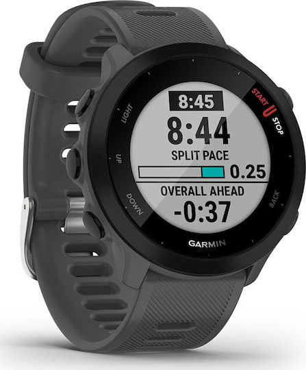 Garmin Forerunner 55 42mm Αδιάβροχο Smartwatch με Παλμογράφο (Monterra Grey) - Image 3