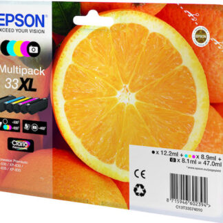 Epson 33XL Γνήσιο Πακέτο 5 Μελανιών Εκτυπωτή InkJet Photo Μαύρο / Κίτρινο / Κυανό / Ματζέντα / Μαύρο (C13T33574010 C13T33574011)