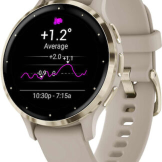 Garmin Venu 3S Stainless Steel 41mm Αδιάβροχο Smartwatch με Παλμογράφο (Soft Gold Stainless Steel Bezel with French Gray Case and Silicone Band)