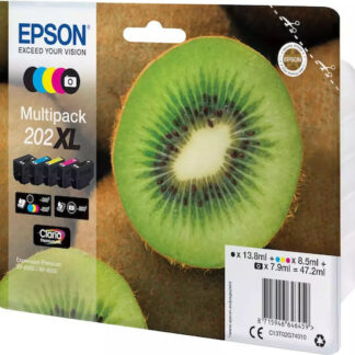 Epson 202XL Γνήσιο Πακέτο 5 Μελανιών Εκτυπωτή InkJet Photo Μαύρο / Κίτρινο / Κυανό / Ματζέντα / Μαύρο (C13T02G74010)