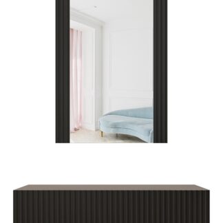 Τουαλέτα Κρεβατοκάμαρας Pafos Ξύλινη Mat Black με Καθρέπτη 80x41.6x100εκ.