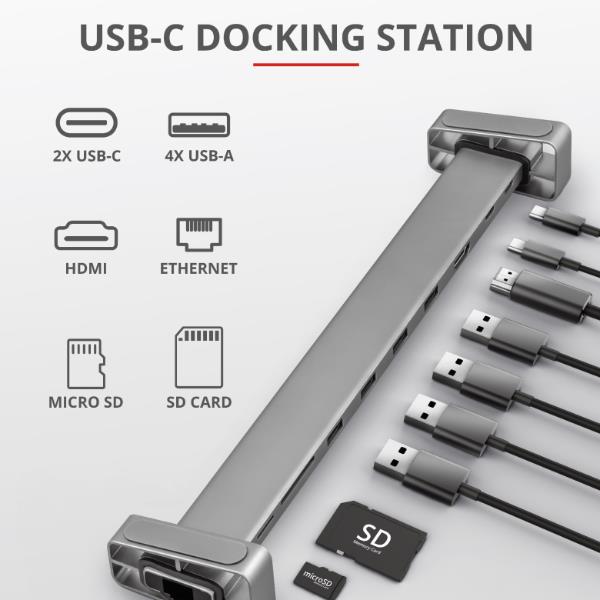 Trust Dalyx USB-C Docking Station με HDMI 4K PD Ethernet Γκρι