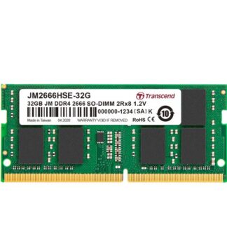 Transcend 32GB DDR4 RAM με 2 Modules (2x16GB) και Ταχύτητα 2666 για Laptop Κωδικός: JM2666HSE-32G