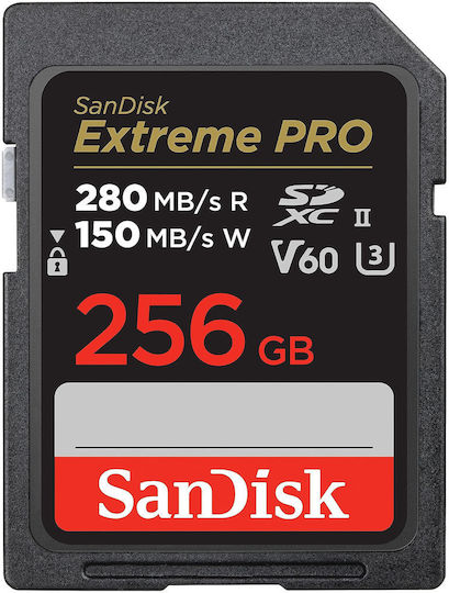 Sandisk Extreme Pro SDXC 256GB Class 10 V60 UHS-II με αντάπτορα