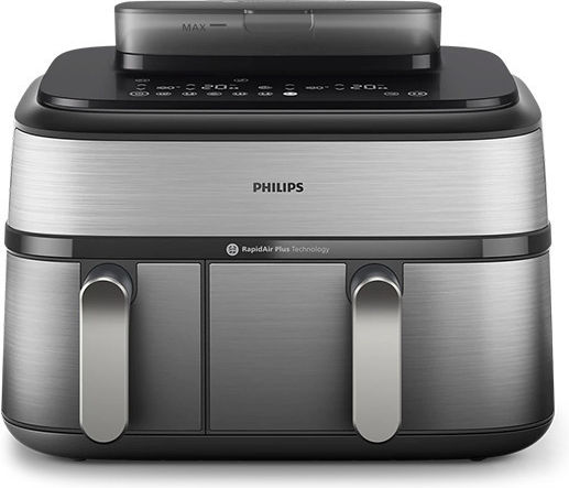 Philips Air Fryer με Διπλό Αποσπώμενο Κάδο 9lt Ασημί NA555/00