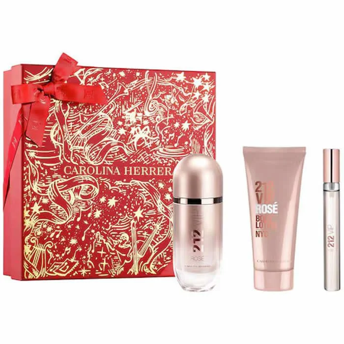 Carolina Herrera 212 Vip Rose Eau De Perfume Spray 80ml Set 3 Pieces