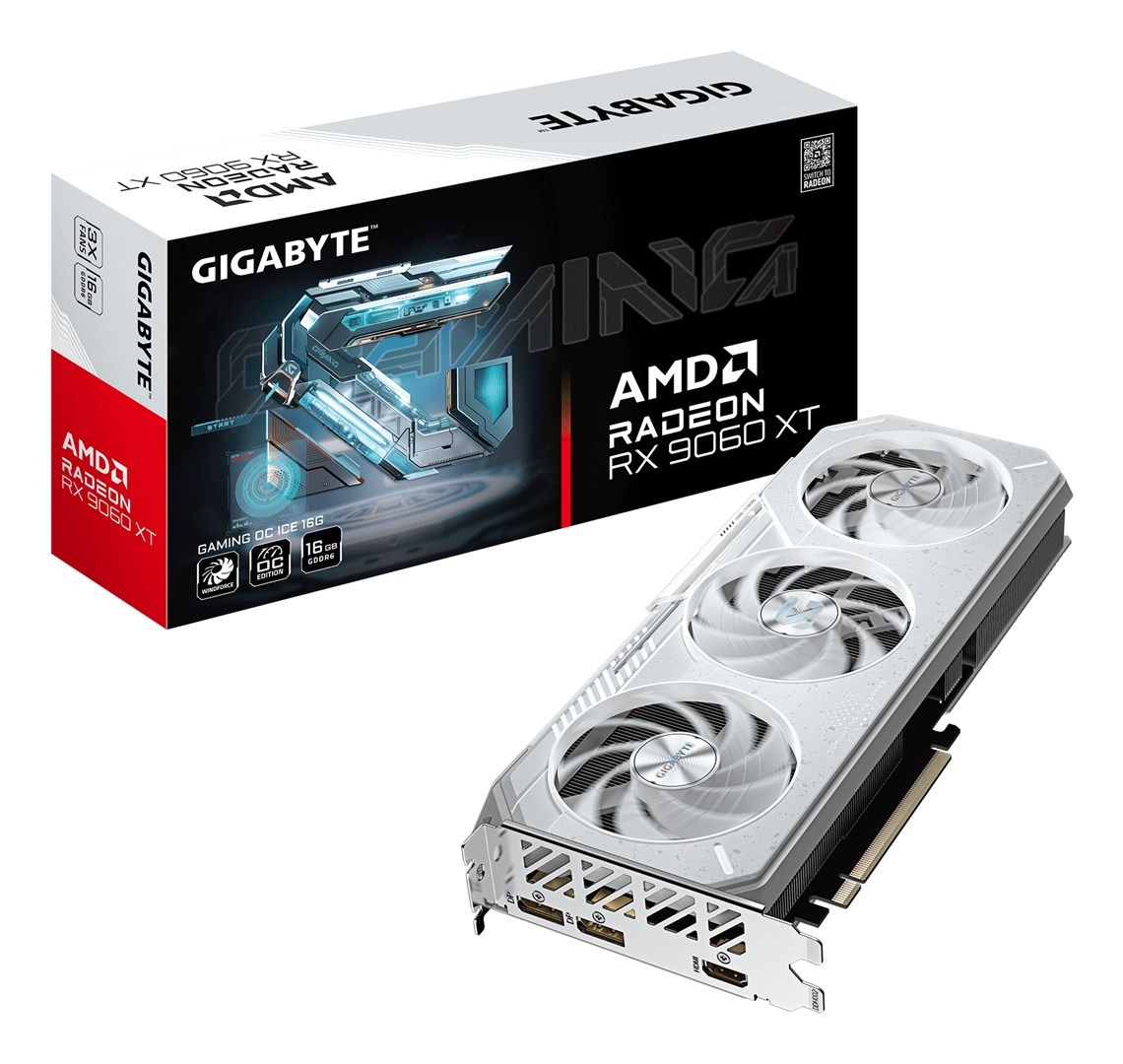 GIGABYTE GAMING Radeon RX 9060 XT OC ICE 16G Graphics Card - 16GB GDDR6 256bit PCI-E 5.0 3320 MHz Core Clock 2 x DisplayPort 1 x HDMI GV-R906XGAMINGOCICE-16GD