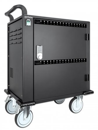 Manhattan iPad to 13 MacBook Air to 13 & Chromebook to 14 32-bay Charging Trolley/Cart via USB-C Also other tablets/smartphones (with device to USB-C cable) Bays 330x22x235mm Device charging cables not included (suggest USB-C cable 354868) Cab - Image 2