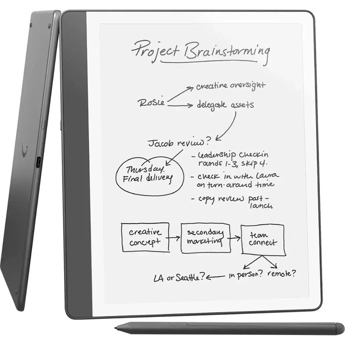 Ebook New Kindle Scribe - 2024 release 10.2â glare-free 64GB Wi-Fi (Without Lockscreen Ads) with Premium Pen Tungsten