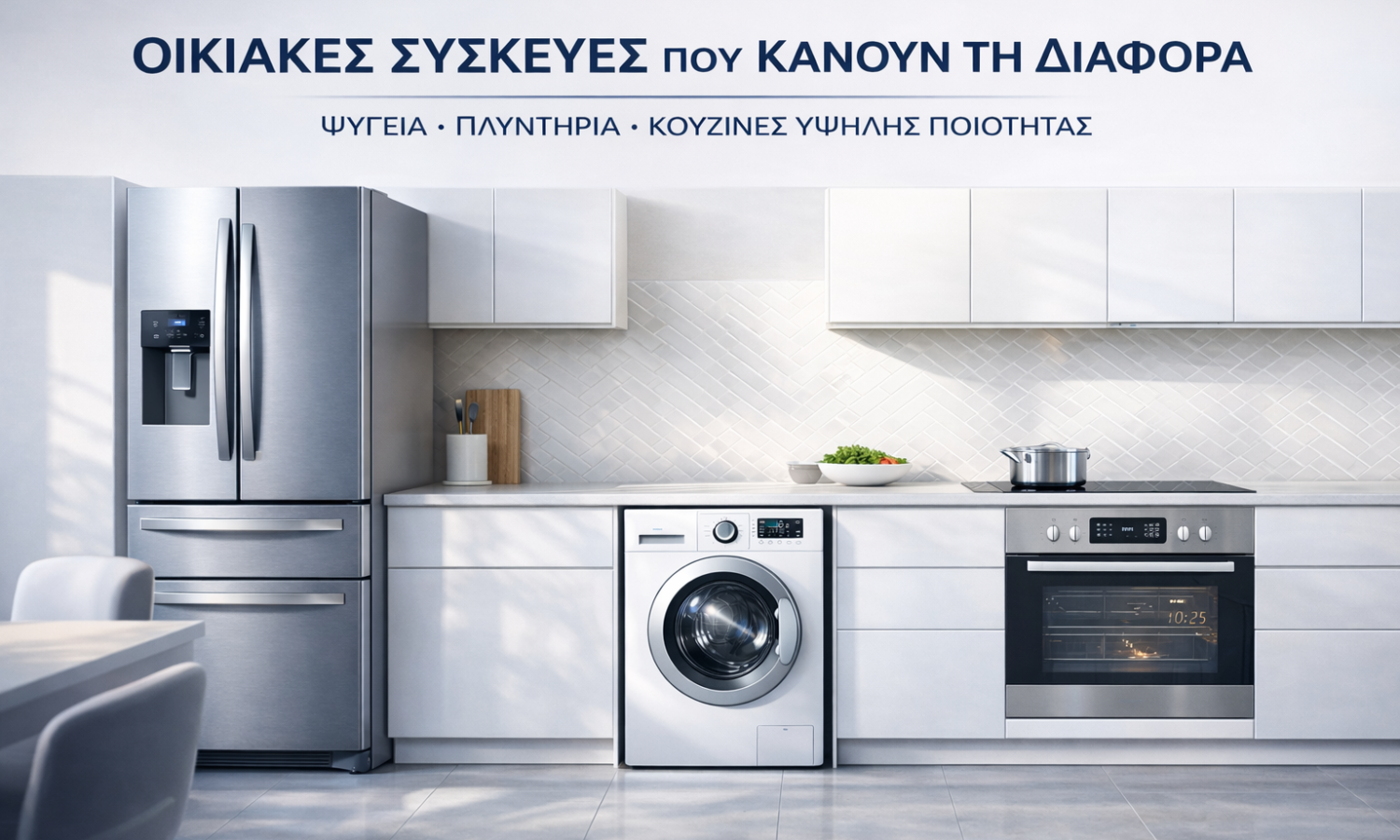 Μοντέρνα κουζίνα με αποδοτικές συσκευές